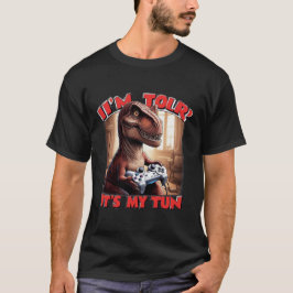 Camiseta Design de Citação de Gamer T-Rex Engraçado