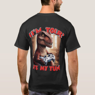 Camiseta Design de Citação de Gamer T-Rex Engraçado