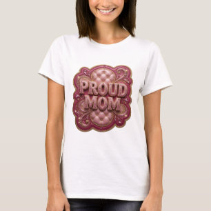 Camiseta Design de Citação de MÃE ORGULHOSA Rosa JOVIAL
