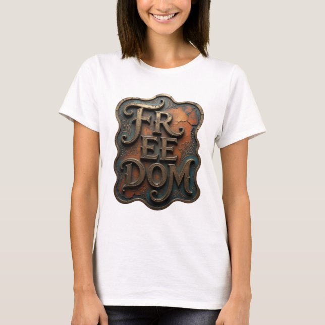 Camiseta Design de Citação Dynamic Gold LIBERDADE (Frente)