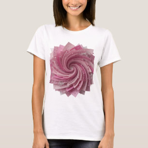 Camiseta Design de Citação Espiral Rosa Prata Elegante