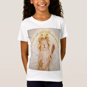 Camiseta Design de Citação Inspiradora de Gato Adormecido e