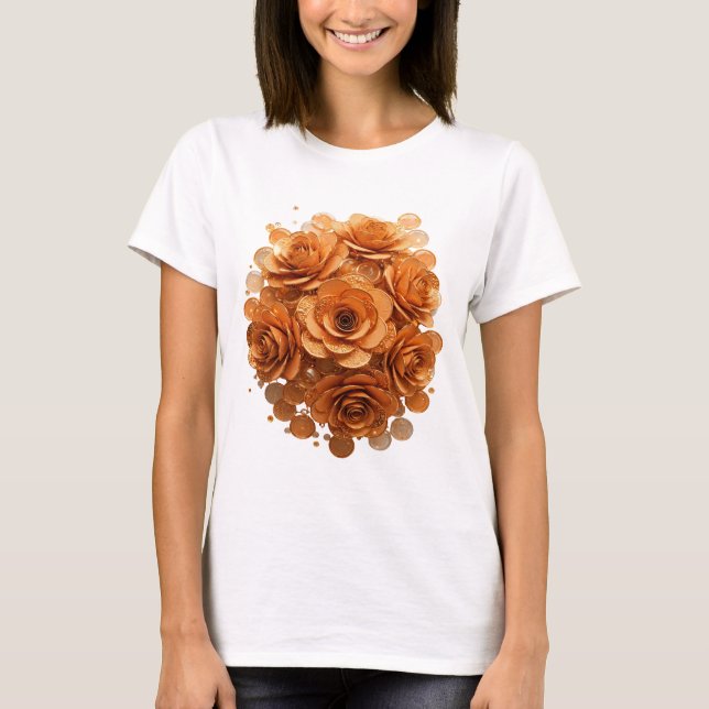 Camiseta Design de Citação Snappy Silver ROSAS DOURADAS (Frente)