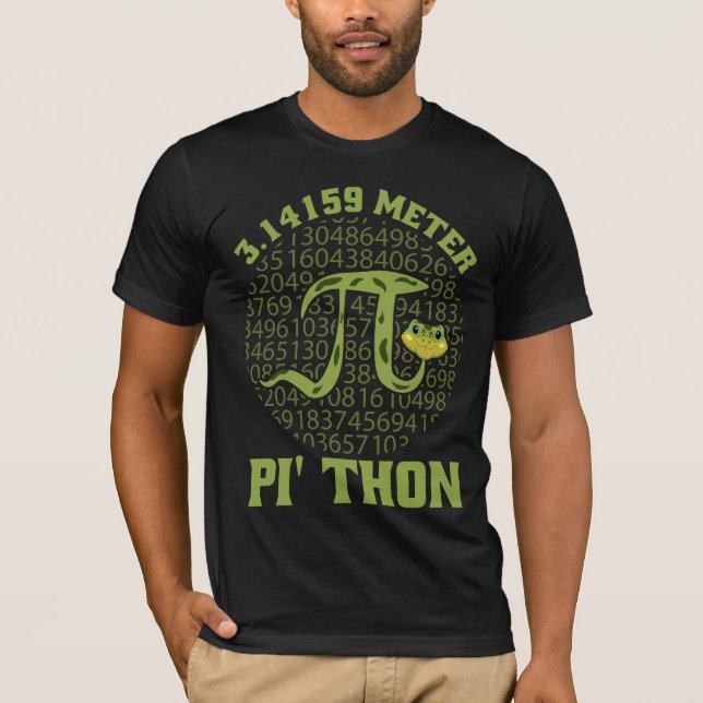 Camiseta design de Cobra Pi-Thon Pi-Thon de 3,14159 metros (Frente)
