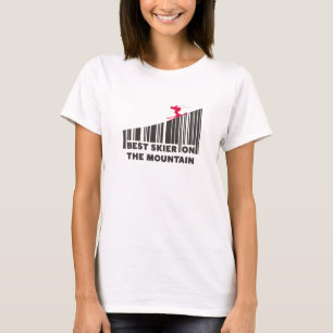 Camiseta Design de Código de Barras legal Melhor Esquiador