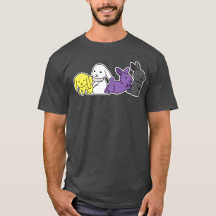 Camiseta Design de coelho da bandeira não-binária para amig