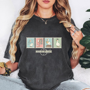 Camiseta Design de Coleção de Selos de Ganso Bibliotecário