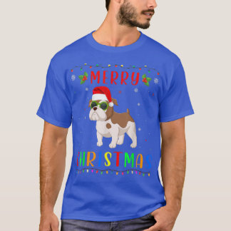 Camiseta Design de Combate ao Natal do Bulldog Inglês Leve