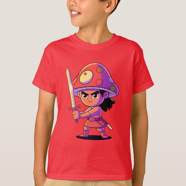 Camiseta Design de Combate de Cogumelo Negrito (Frente)