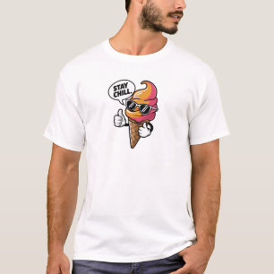 Camiseta Design de Cone de Sorvete Stay Chill Cool
