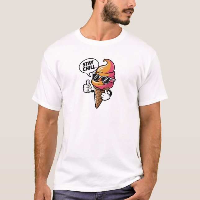 Camiseta Design de Cone de Sorvete Stay Chill Cool (Frente)