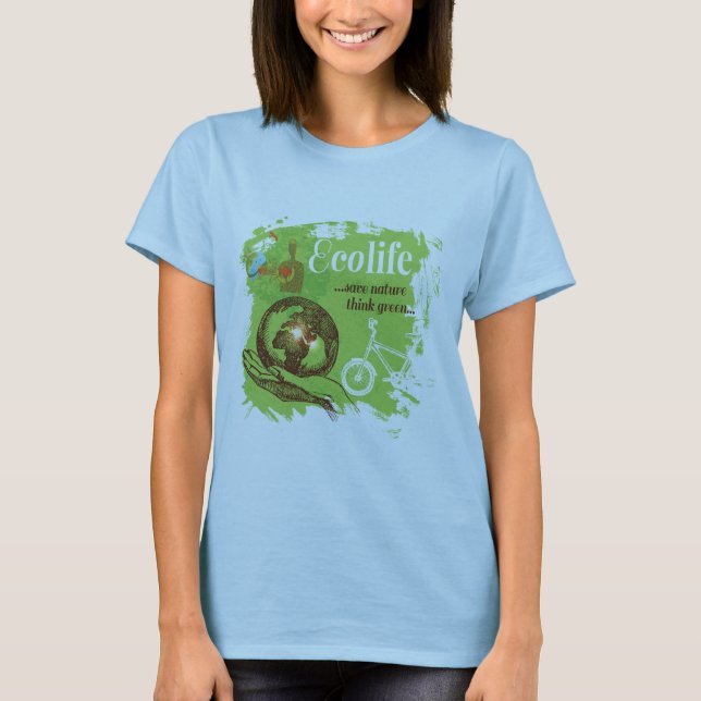 Camiseta Design de Consciência Ambiental para Amantes da Na (Frente)