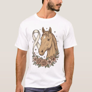Camiseta Design de Conscientização Floral com Fita de Caval