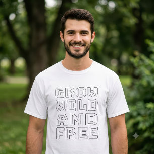 Camiseta Design de Contorno Retro Minimalista Cresça Selvag