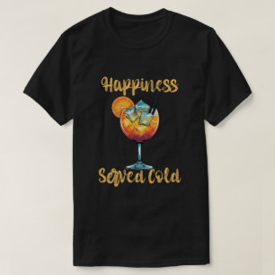 Camiseta Design de Coquetel Felicidade Servido Frio