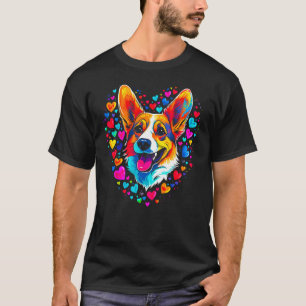Camiseta Design de Coração de Amor Cachorro Welsh Corgi