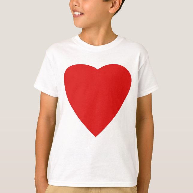 Camiseta Design de Coração de Amor Vermelho e Branco. (Frente)