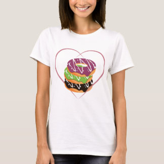 Camiseta Design de Coração de Donut Empilhado Amor