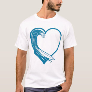 Camiseta Design de Coração Onda Oceânica
