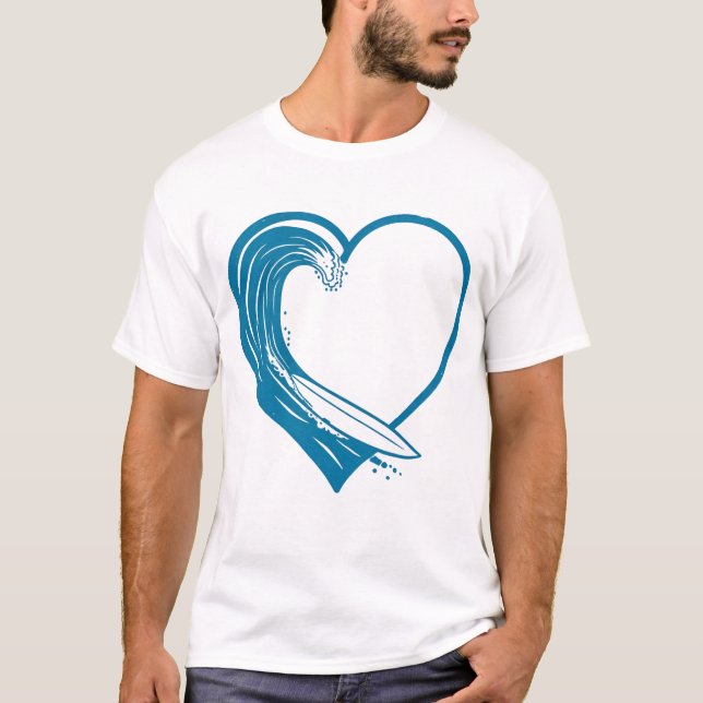 Camiseta Design de Coração Onda Oceânica (Frente)