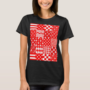 Camiseta Design de Correção de Padrões Mistos Red White