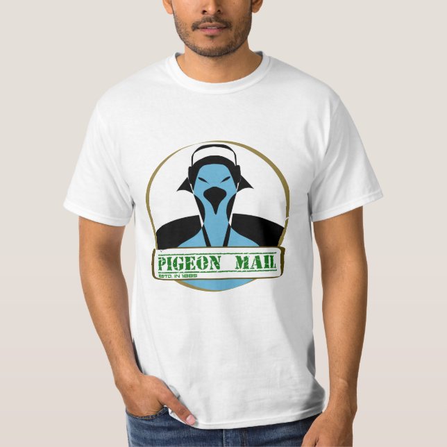 Camiseta design de correio de pomba para homens e  (Frente)