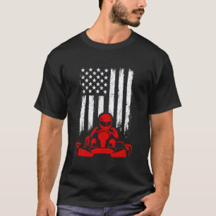 Camiseta Design de corrida de kart engraçado bandeira ameri