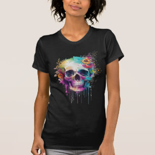 Camiseta Design de crânio com placas coloridas