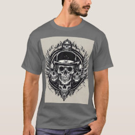 Camiseta Design de crânio intricado com asa e símbolos