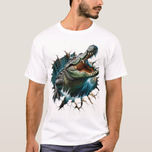 Camiseta design de Crocodilo 3D - Réptil Realista