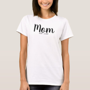Camiseta Design de Data de Estabelecimento da Mãe em Letra