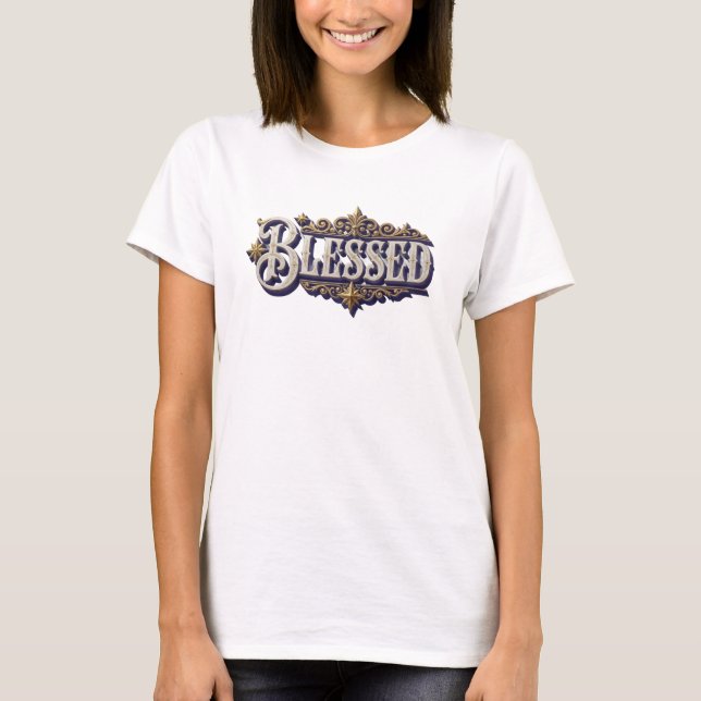 Camiseta Design de declaração BLESSED único (Frente)