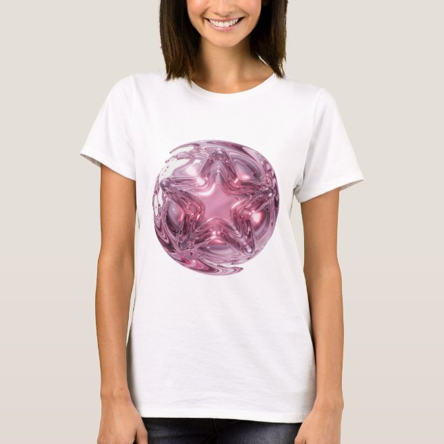 Camiseta Design de declaração BOLA ESTRELA Rosa Chic (Frente)