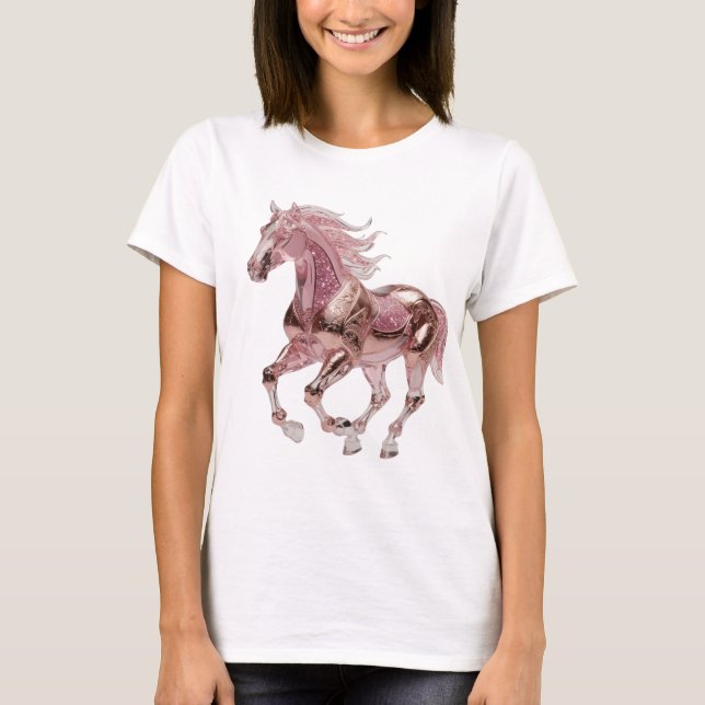 Camiseta Design de declaração de cavalo prateado com brilho (Frente)