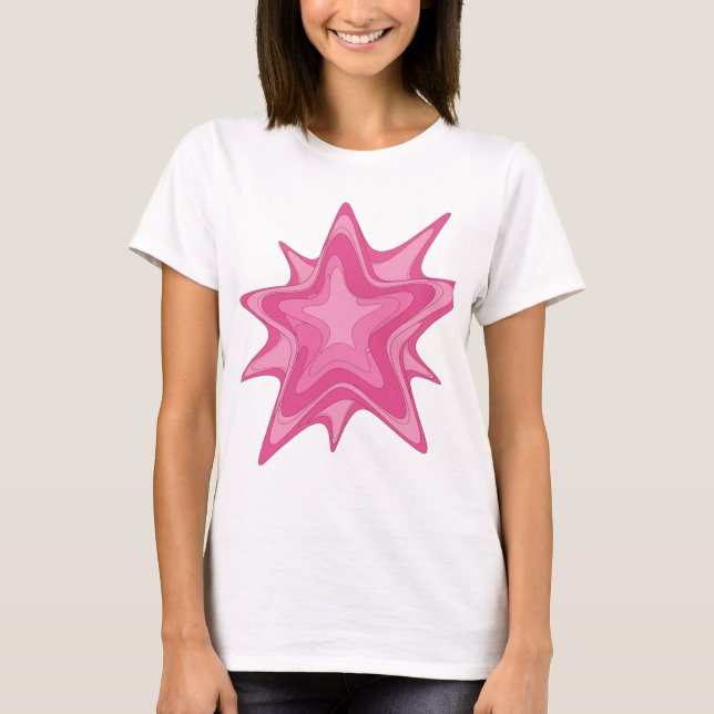 Camiseta Design de declaração estrela cor-de-rosa icônica (Frente)