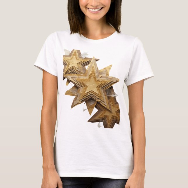 Camiseta Design de declaração FRESH SILVER ESTRELAS DORADAS (Frente)