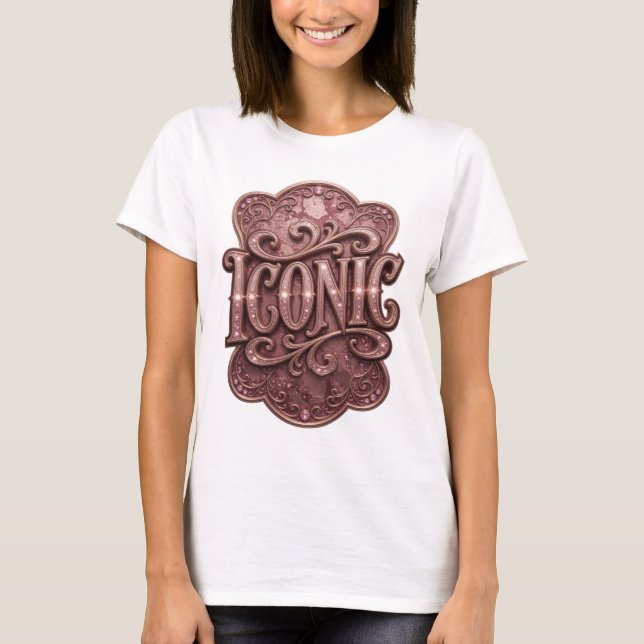 Camiseta Design de declaração ICONIC Rosa Atraente (Frente)
