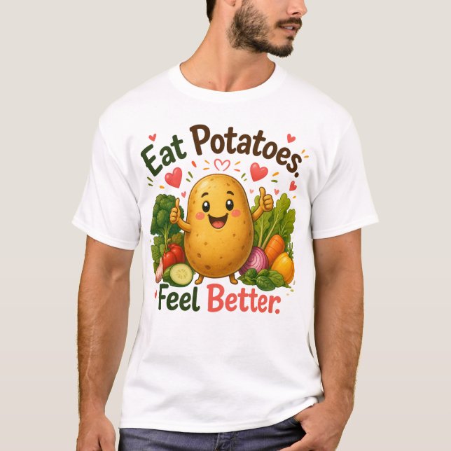 Camiseta Design de desenho animado de batata saudável fofa (Frente)