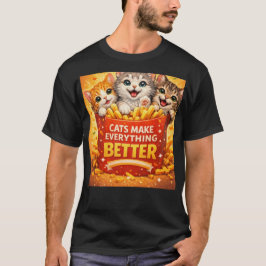 Camiseta Design de Desenho Animado de Gatos Fofos que Torna