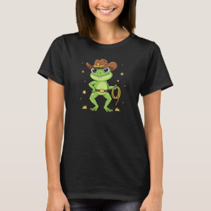 Camiseta Design de desenho animado ocidental de sapo cowboy