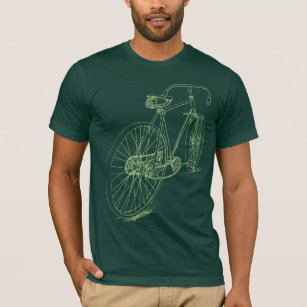Camiseta Design de desenho da Bicicleta Retroativa em verde