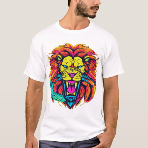 Camiseta design de design de moda com logotipo de leão
