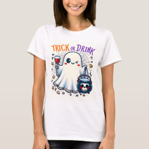 Camiseta Design de Dia das Bruxas Cuecas com Truta ou Bebid