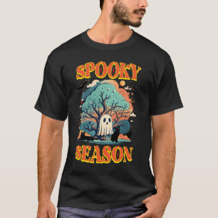 Camiseta Design de Dia das Bruxas de Ghost e Gato Negro