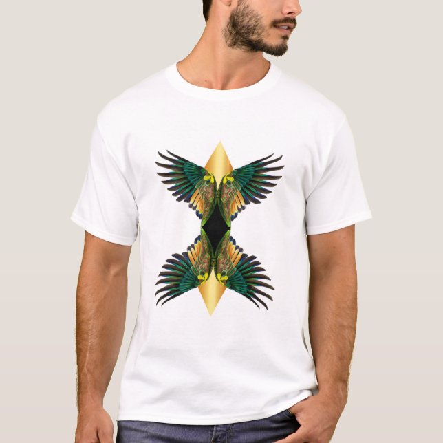 Camiseta Design de Diamante de Duas Asas Douradas (Frente)