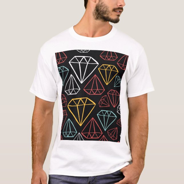 Camiseta Design de diamante de vindima, padrão sem costura (Frente)