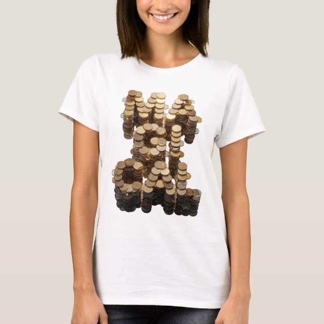 Camiseta Design de DINHEIRO Prateado Elegante (Frente)