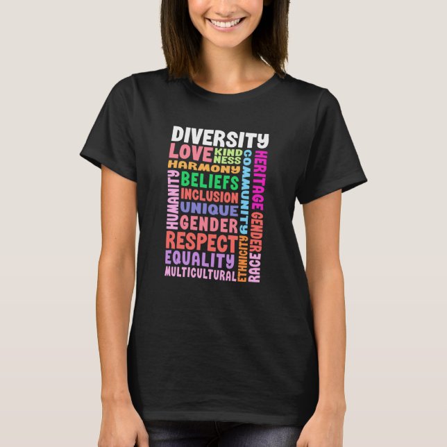 Camiseta Design de Diversidade Mens Professora de Mulheres  (Frente)