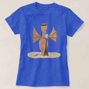 Camiseta Design de Dragão Fofo de Verão na Praia Feminino 