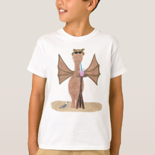 Camiseta Design de Dragão Fofo de Verão na Praia para Crian